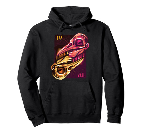Vaporwave Aesthetic Raven Mask Skull Card Hoodie - Graphic Print Unisex - T-Shirt, Sweatshirt, Hoodie