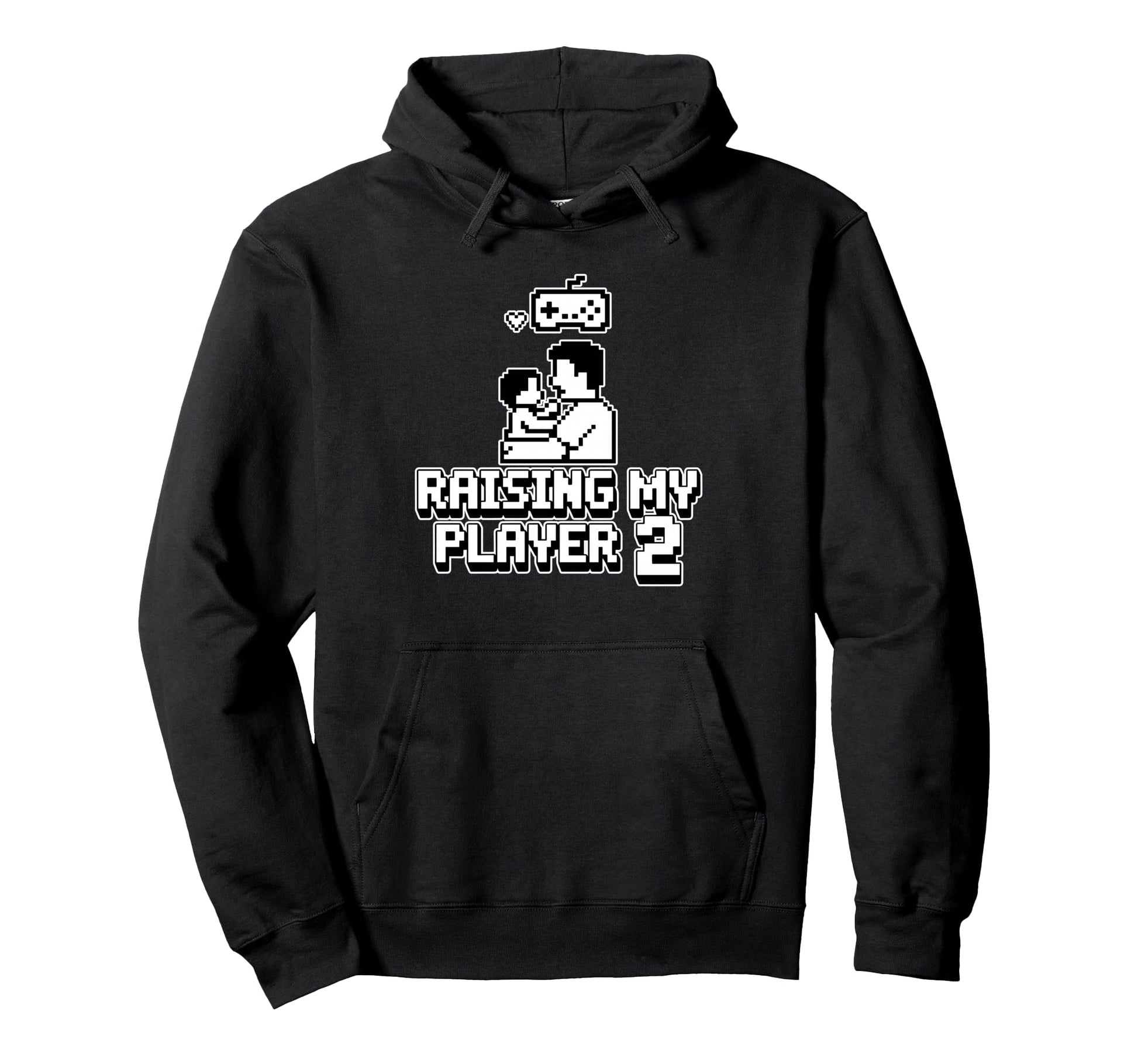Raising My Player 2 Funny Gaming Dad Hoodie - Minimalist Print Unisex - T-Shirt, Sweatshirt, Hoodie
