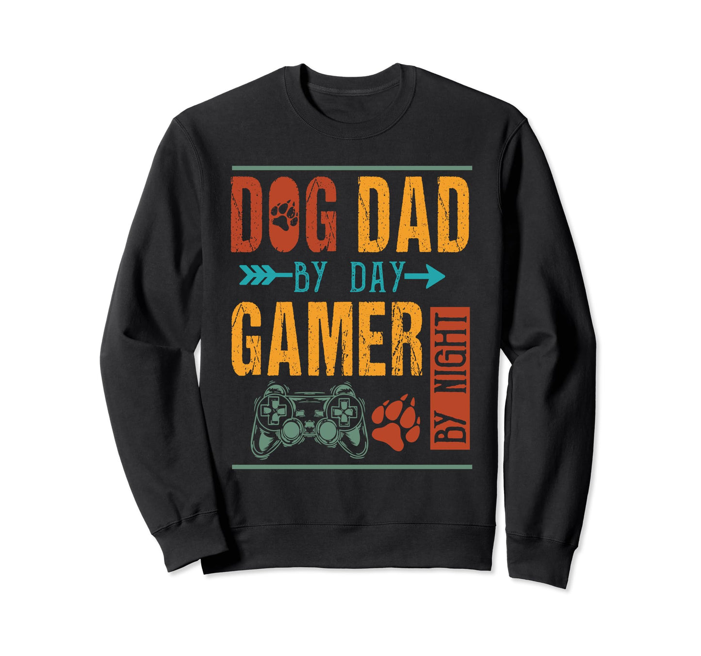 Mens Dog Dad Day Gamer Night Sweatshirt - Custom Art Print for Adults - T-Shirt, Sweatshirt, Hoodie