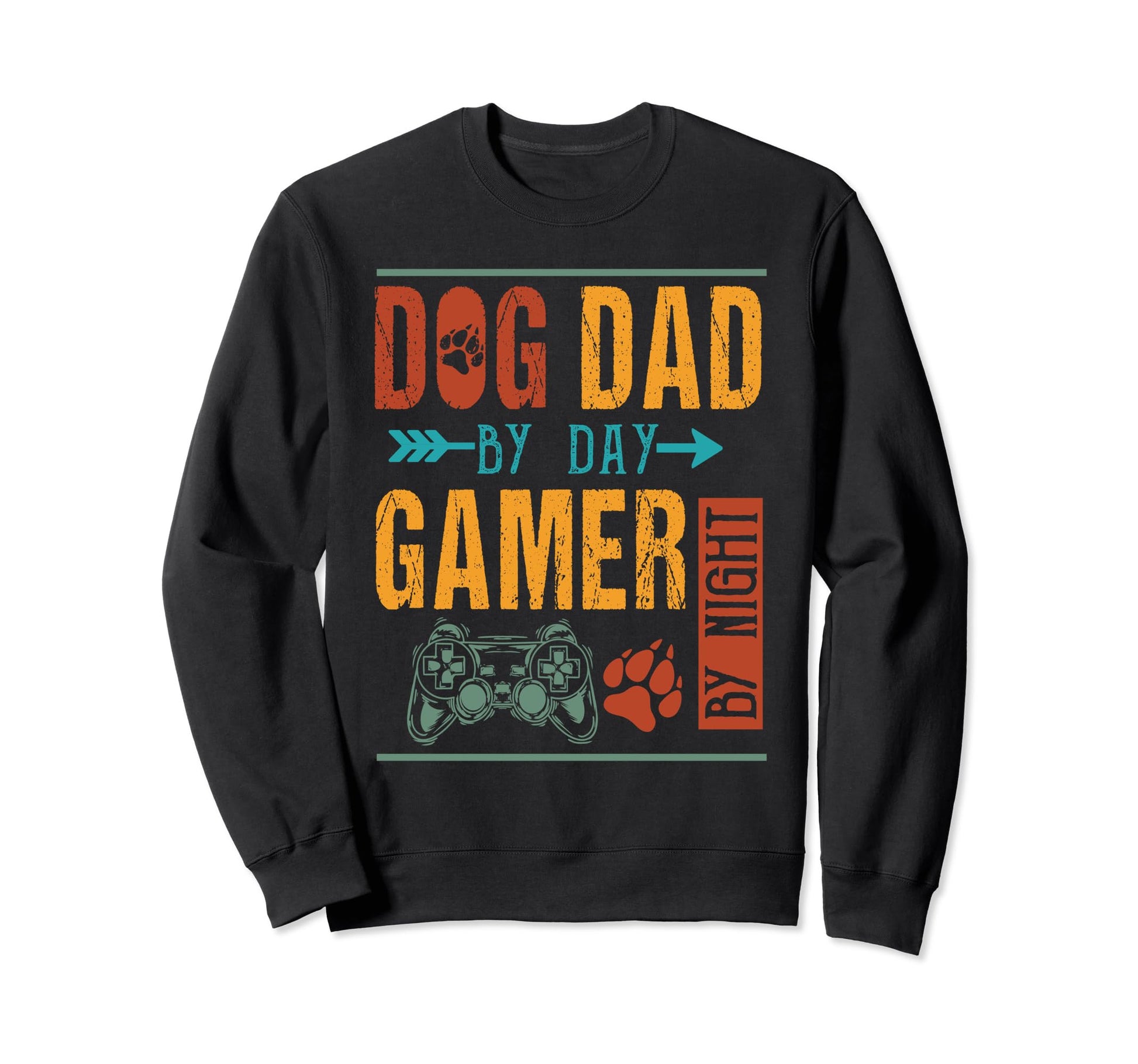 Mens Dog Dad Day Gamer Night Sweatshirt - Custom Art Print for Adults - T-Shirt, Sweatshirt, Hoodie