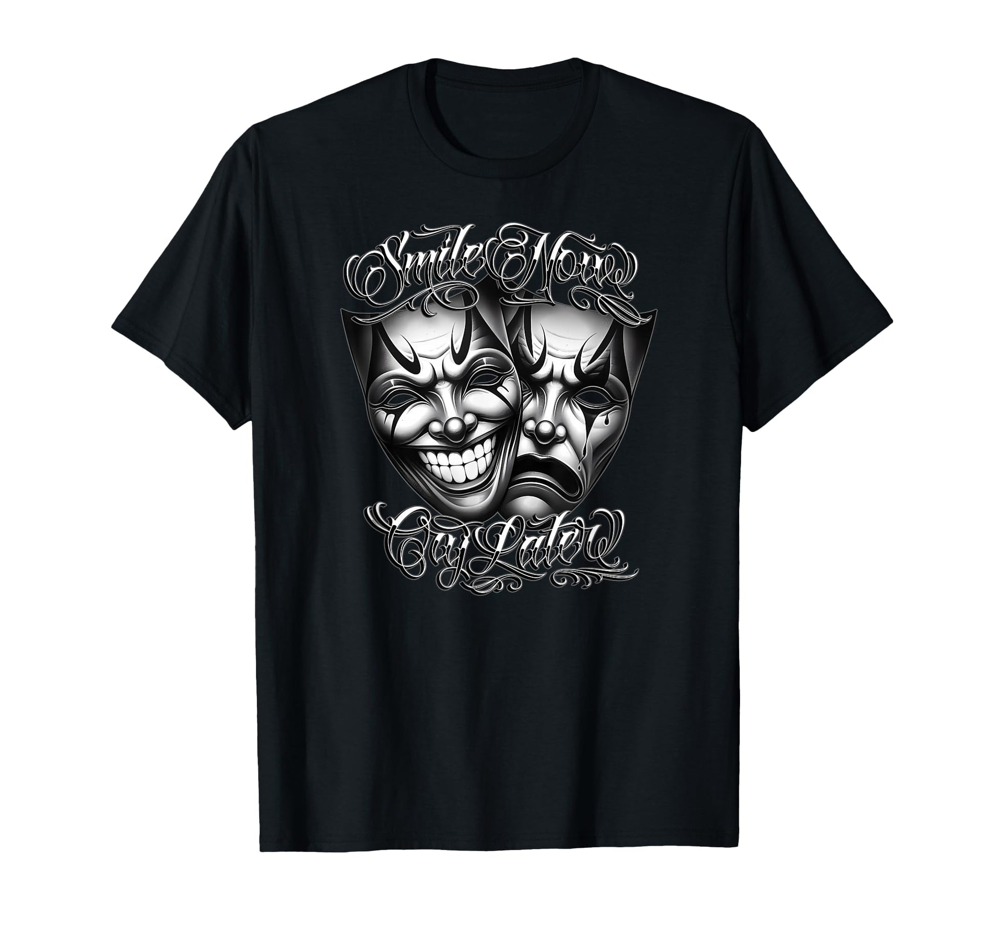 Smile Now Cry Later Masks Clown T-Shirt - Custom Art Print for Adults - T-Shirt, Sweatshirt, Hoodie