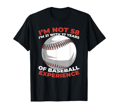 58 Years Old Baseballer Team Player T-Shirt - Unique Graphic Men Women - T-Shirt, Sweatshirt, Hoodie