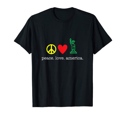 American Pride Patriotic Peace And Love T-Shirt - Trendy Graphic for Adults - T-Shirt, Sweatshirt, Hoodie