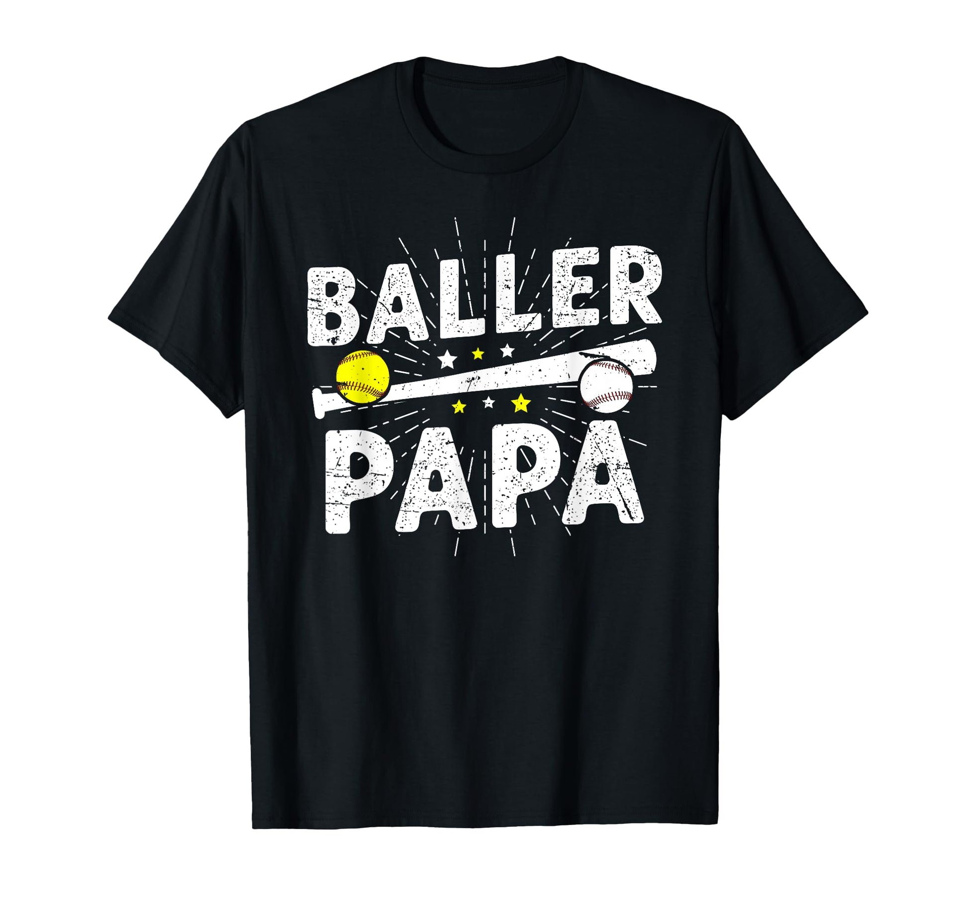 Baller Papa Proud Softball Baseball T-Shirt - Unique Graphic for Adults - T-Shirt, Sweatshirt, Hoodie