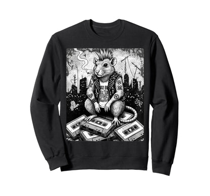 Grunge Rock Smoking Punk Rat Tattoos Sweatshirt - Graphic Print Men Women - T-Shirt, Sweatshirt, Hoodie