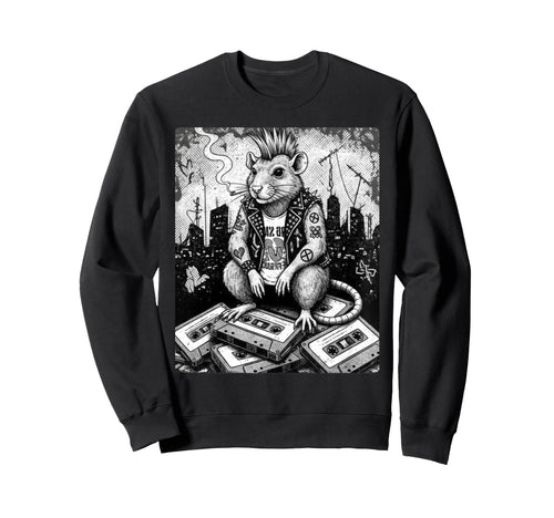 Grunge Rock Smoking Punk Rat Tattoos Sweatshirt - Graphic Print Men Women - T-Shirt, Sweatshirt, Hoodie