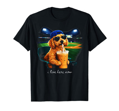I Live Here Now Goldendoodle Funny Dog T-Shirt - Aesthetic Graphic Unisex - T-Shirt, Sweatshirt, Hoodie