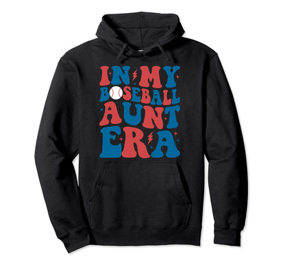My Baseball Aunt Era Groovy Baseball Hoodie - Aesthetic Graphic Men Women - T-Shirt, Sweatshirt, Hoodie