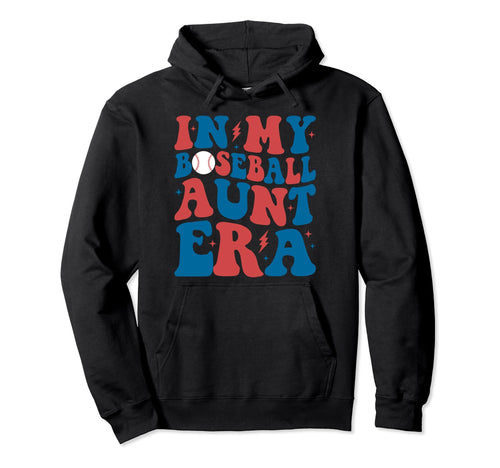 My Baseball Aunt Era Groovy Baseball Hoodie - Aesthetic Graphic Men Women - T-Shirt, Sweatshirt, Hoodie
