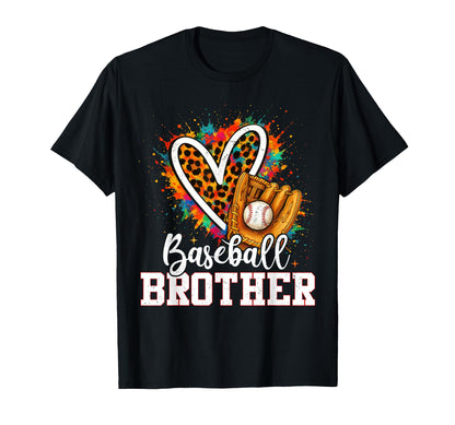 Baseball Brother Leopard Heart Colorful T-Shirt - Unique Graphic for Adults - T-Shirt, Sweatshirt, Hoodie