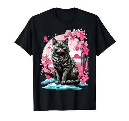 Anime Cat Japanese Vaporwave Aesthetic T-Shirt - Unique Graphic for Adults - T-Shirt, Sweatshirt, Hoodie
