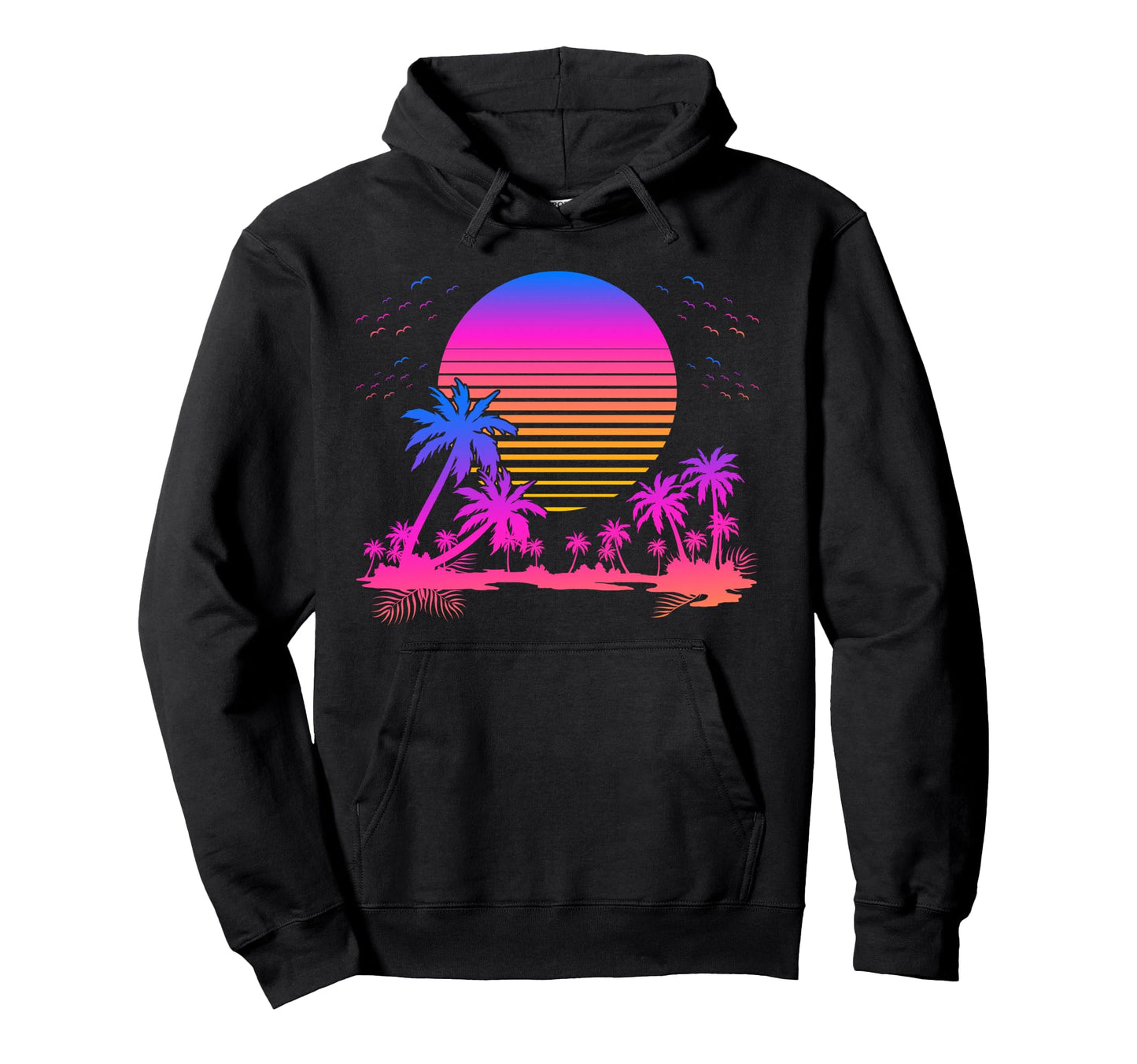 Synthwave Summer 1980S Art Palm Trees Hoodie - Novelty Apparel Men Women - T-Shirt, Sweatshirt, Hoodie