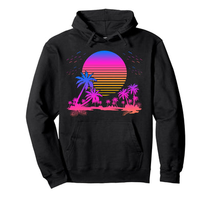 Synthwave Summer 1980S Art Palm Trees Hoodie - Novelty Apparel Men Women - T-Shirt, Sweatshirt, Hoodie