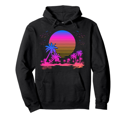 Synthwave Summer 1980S Art Palm Trees Hoodie - Novelty Apparel Men Women - T-Shirt, Sweatshirt, Hoodie