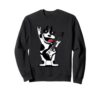 Rock Dog Guitar Player Funny Pet Sweatshirt - Trendy Graphic Unisex - T-Shirt, Sweatshirt, Hoodie