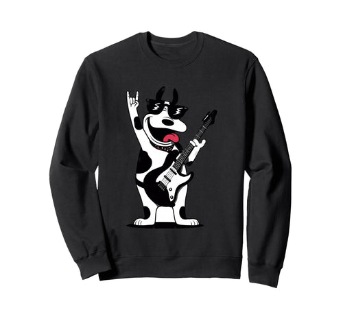 Rock Dog Guitar Player Funny Pet Sweatshirt - Trendy Graphic Unisex - T-Shirt, Sweatshirt, Hoodie