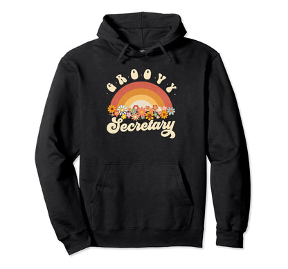 Groovy Secretary Rainbow Colorful Hoodie - Streetwear Style for Adults - T-Shirt, Sweatshirt, Hoodie