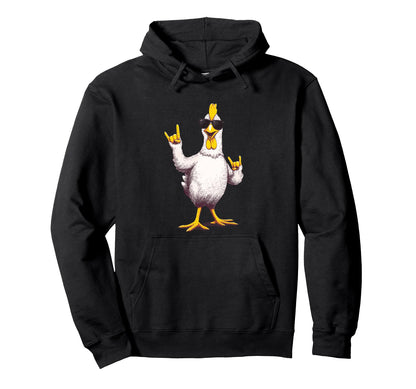 Funny Chicken Rock Poultry Animal Lover Hoodie - Streetwear Style Men Women - T-Shirt, Sweatshirt, Hoodie