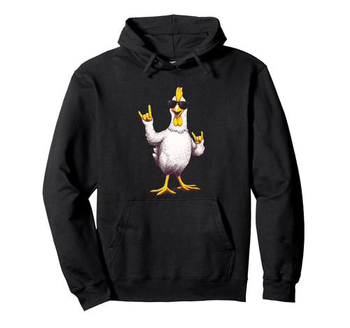Funny Chicken Rock Poultry Animal Lover Hoodie - Streetwear Style Men Women - T-Shirt, Sweatshirt, Hoodie