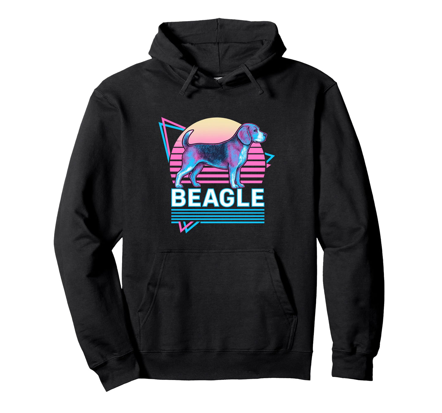 Beagle Synthwave Aesthetic Dog Lover Hoodie - Unique Graphic Men Women - T-Shirt, Sweatshirt, Hoodie