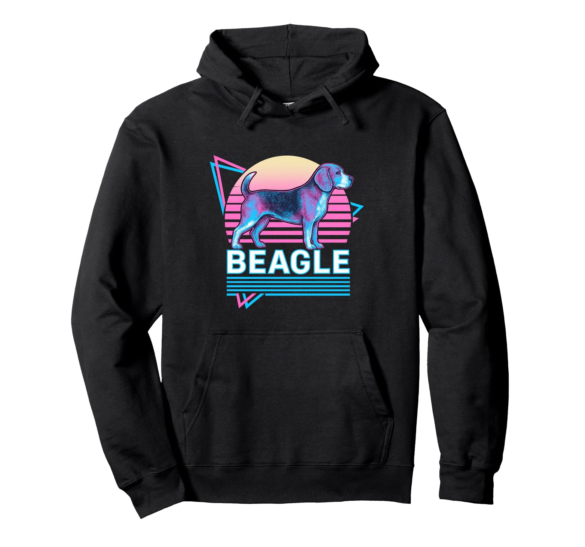 Beagle Synthwave Aesthetic Dog Lover Hoodie - Unique Graphic Men Women - T-Shirt, Sweatshirt, Hoodie