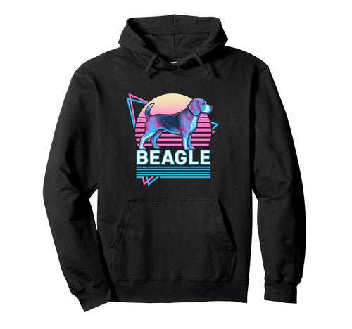 Beagle Synthwave Aesthetic Dog Lover Hoodie - Unique Graphic Men Women - T-Shirt, Sweatshirt, Hoodie