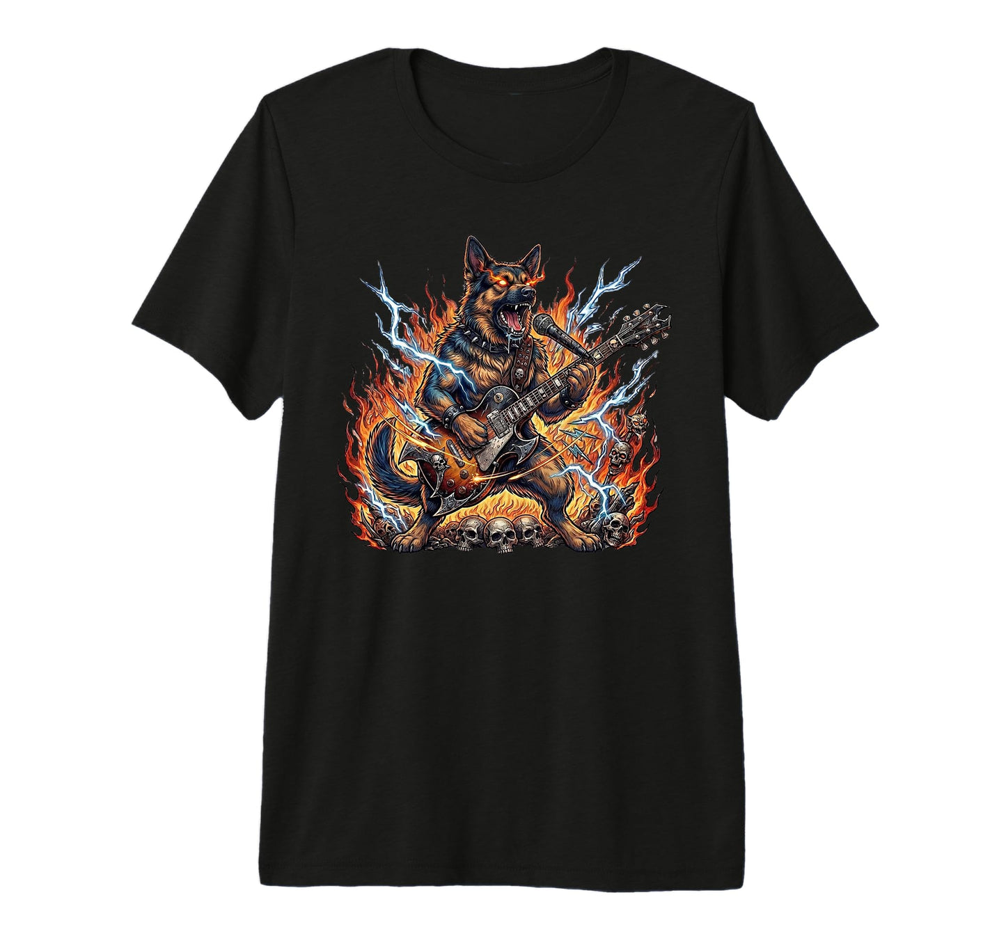 Heavy Metal Dog Guitar Rock Animal Tri T-Shirt - Unique Graphic Unisex - T-Shirt, Sweatshirt, Hoodie