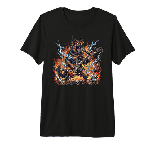Heavy Metal Dog Guitar Rock Animal Tri T-Shirt - Unique Graphic Unisex - T-Shirt, Sweatshirt, Hoodie
