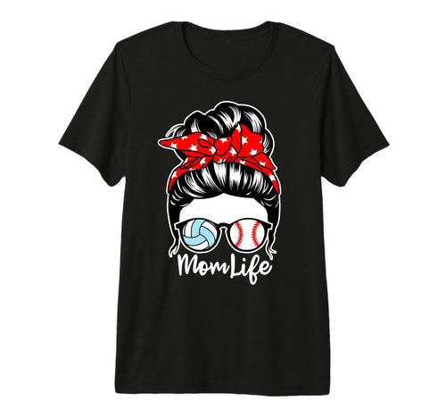 Mom Life Messy Bun Hair Baseball T-Shirt - Casual Everyday Wear Men Women - T-Shirt, Sweatshirt, Hoodie