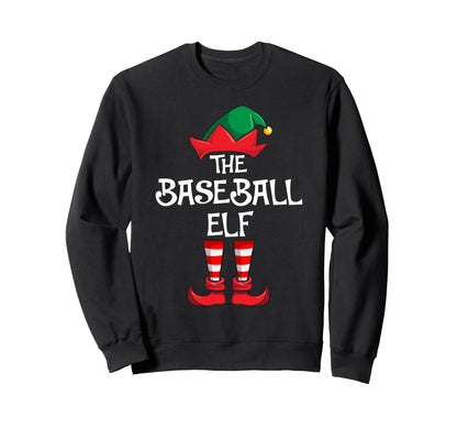 Funny Baseball Elf Matching Family Sweatshirt - Minimalist Print Men Women - T-Shirt, Sweatshirt, Hoodie