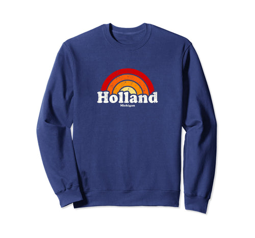 Holland Michigan Mi 70S Rainbow Sweatshirt - Minimalist Print Unisex - T-Shirt, Sweatshirt, Hoodie