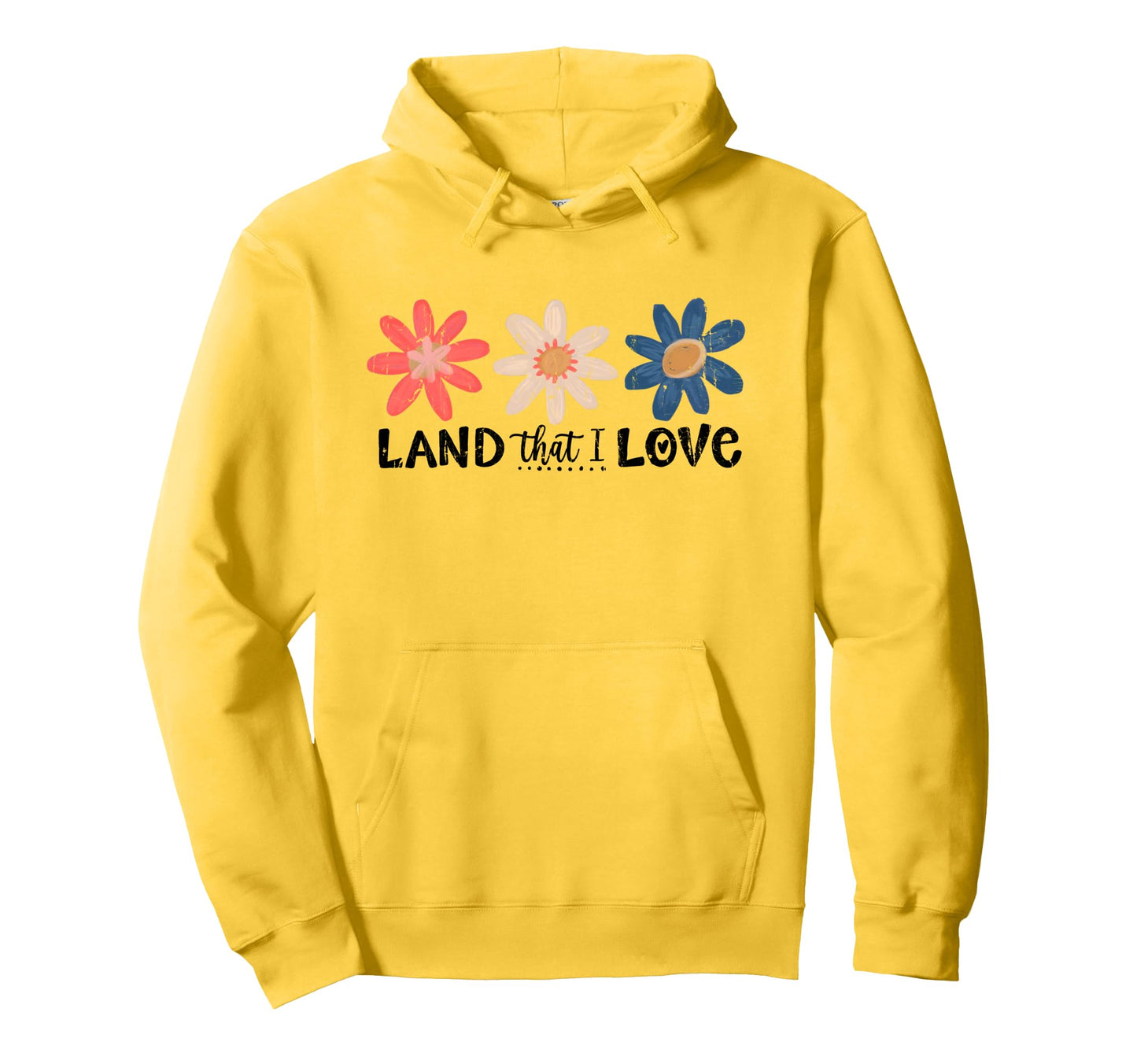 Land That I Love 4Th July Boho Floral Hoodie - Custom Art Print Men Women - T-Shirt, Sweatshirt, Hoodie