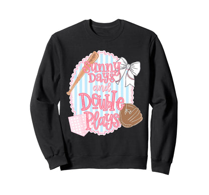 Sunny Baseball Days And Double Sweatshirt - Fun Novelty Design for Adults - T-Shirt, Sweatshirt, Hoodie