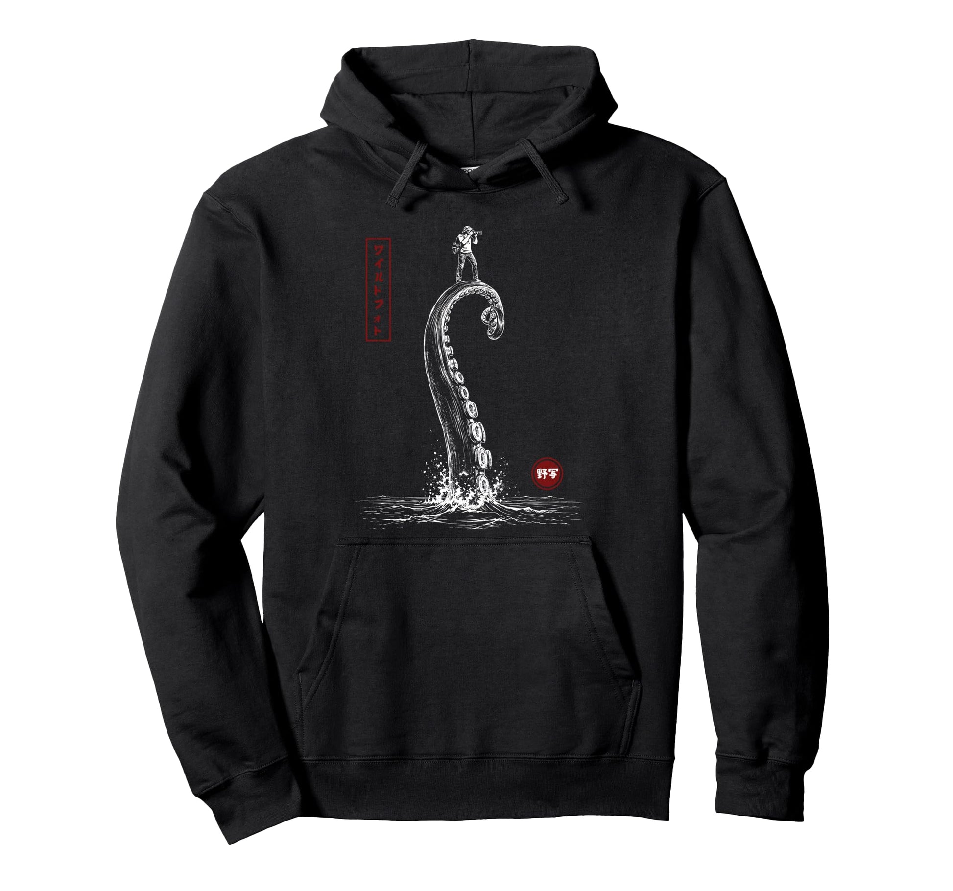 Photographer Japanese Octopus Hoodie - Fun Novelty Design for Adults - T-Shirt, Sweatshirt, Hoodie
