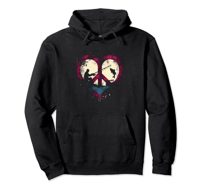 Peace Love And Fishing Peace Symbol Hoodie - Streetwear Style for Adults - T-Shirt, Sweatshirt, Hoodie