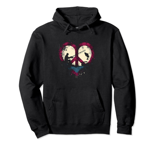 Peace Love And Fishing Peace Symbol Hoodie - Streetwear Style for Adults - T-Shirt, Sweatshirt, Hoodie