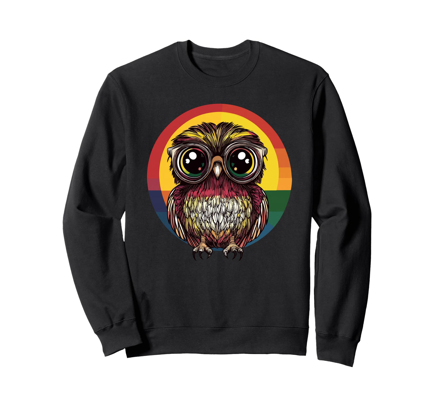 Big Eyed Owl Rainbow Sweatshirt - Novelty Apparel Men Women - T-Shirt, Sweatshirt, Hoodie