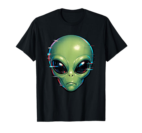 Alien Head Space Glitch Vaporwave T-Shirt - Aesthetic Graphic for Adults - T-Shirt, Sweatshirt, Hoodie