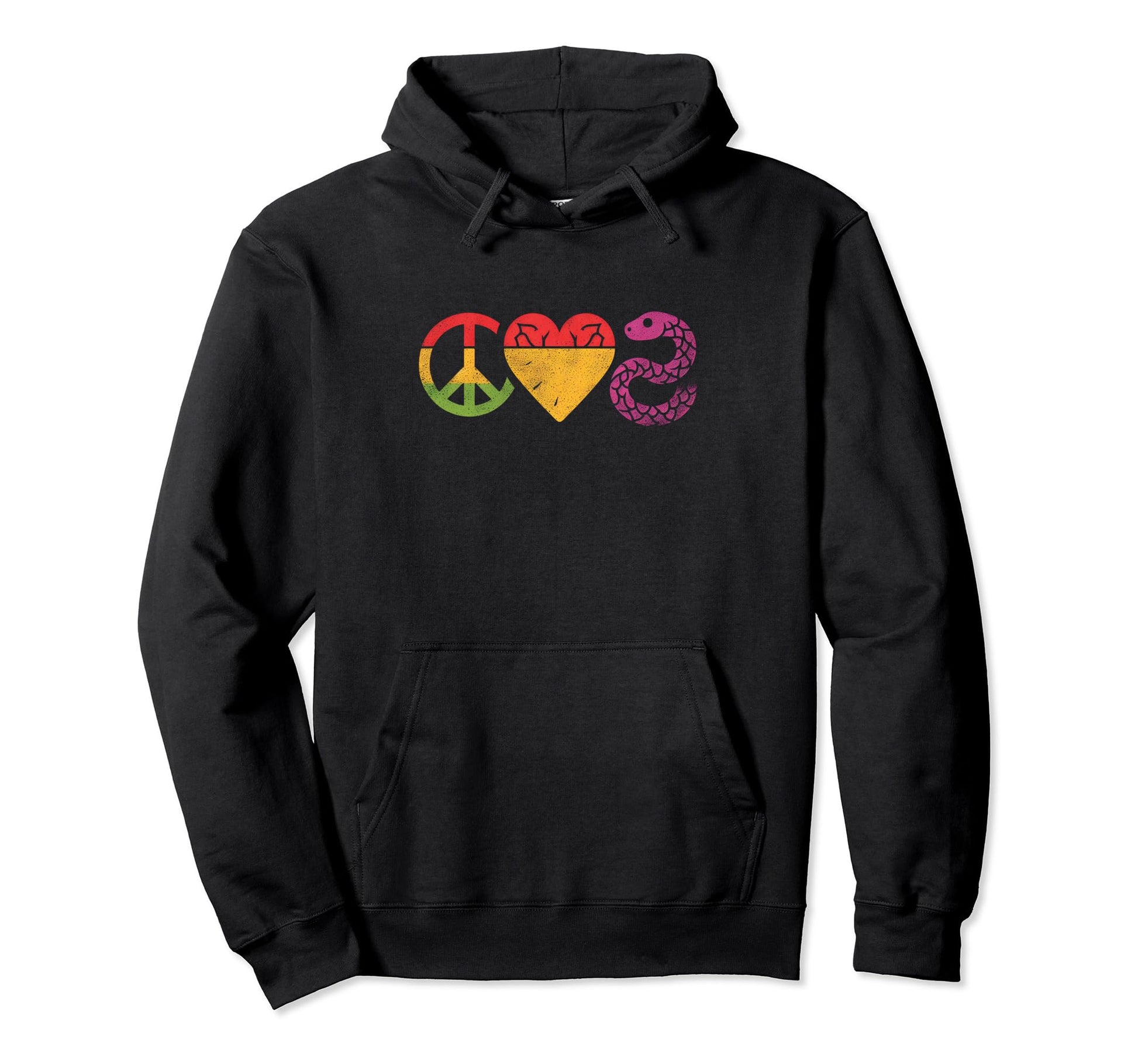 Peace Love And Snakes Peace Symbol Snake Hoodie - Custom Art Print Unisex - T-Shirt, Sweatshirt, Hoodie