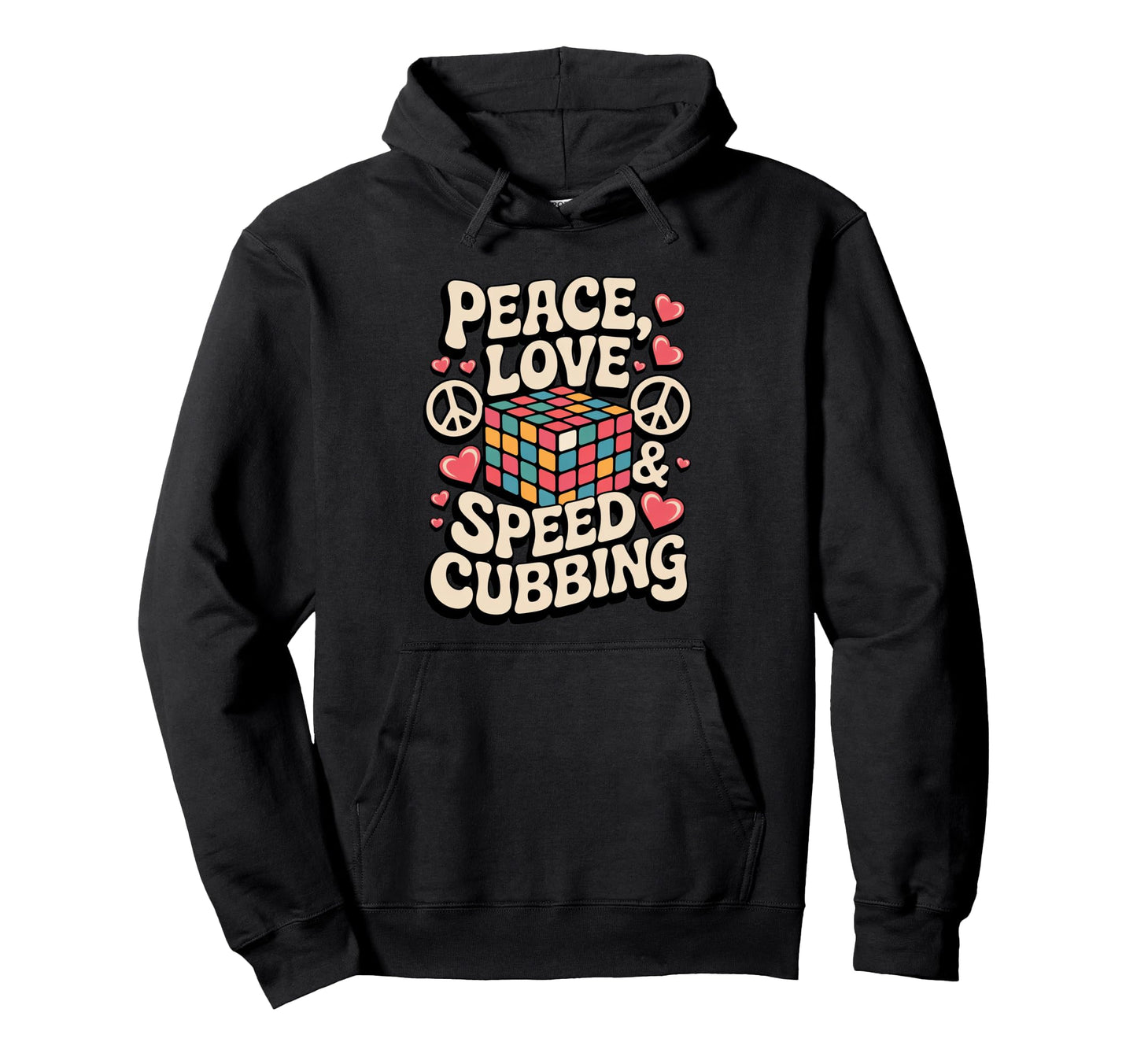 Peace Love Speedcubing Puzzle Hoodie - Casual Everyday Wear for Adults - T-Shirt, Sweatshirt, Hoodie