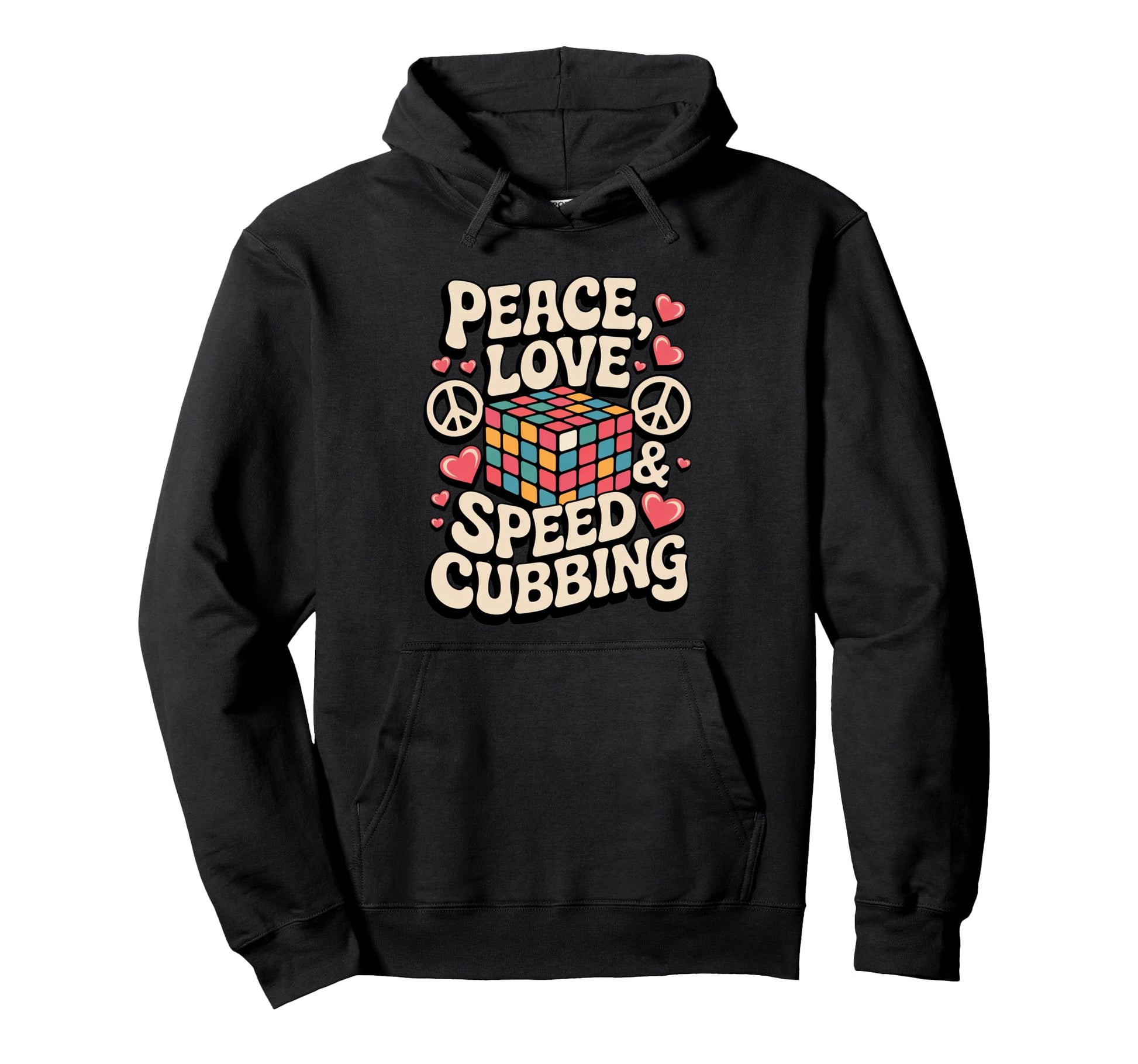 Peace Love Speedcubing Puzzle Hoodie - Casual Everyday Wear for Adults - T-Shirt, Sweatshirt, Hoodie