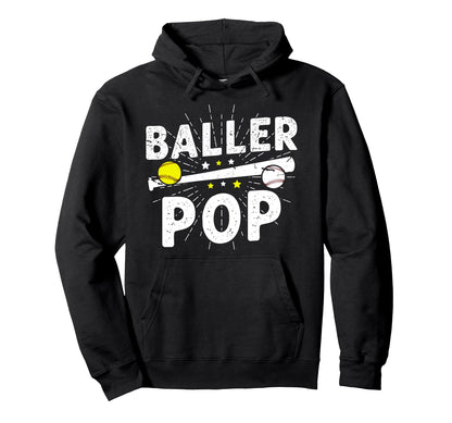 Baller Pop Proud Softball Baseball Pop Hoodie - Minimalist Print Men Women - T-Shirt, Sweatshirt, Hoodie