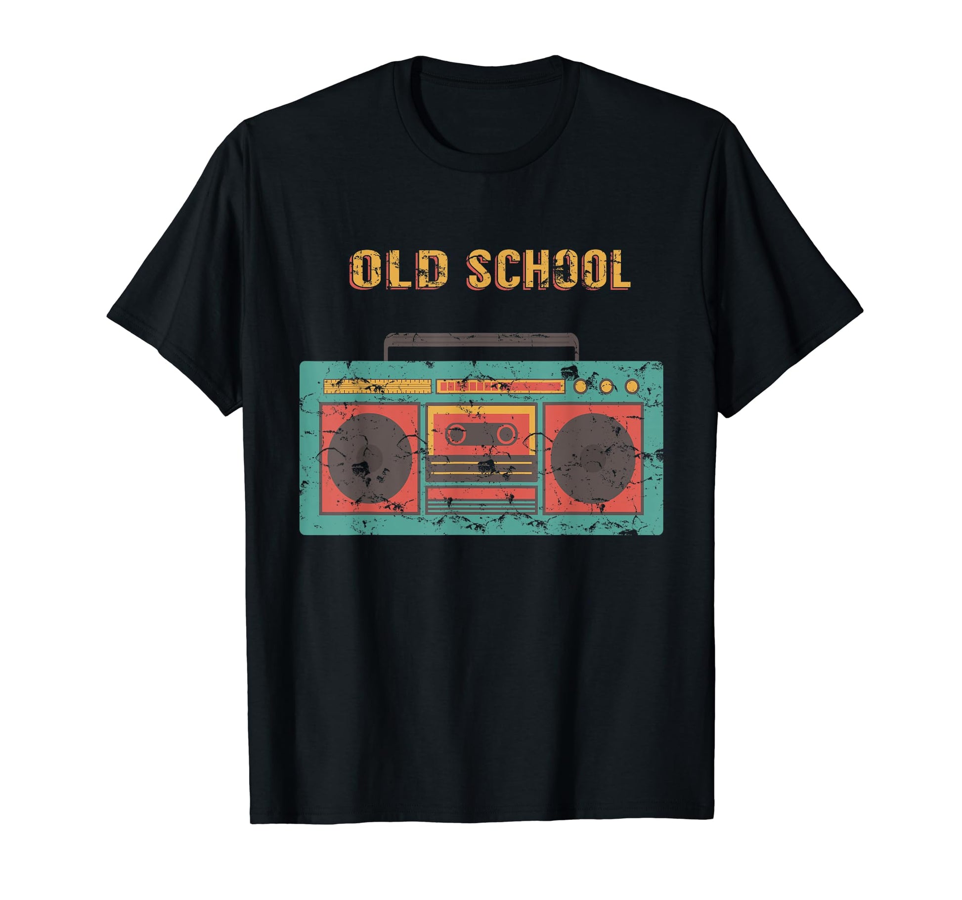 Old School Boombox Weathered 80S 90S T-Shirt - Custom Art Print for Adults - T-Shirt, Sweatshirt, Hoodie