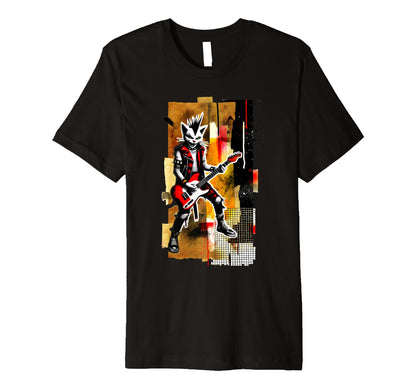 Distressed Cat Playing Guitar Punk Rock T-Shirt - Novelty Apparel Unisex - T-Shirt, Sweatshirt, Hoodie