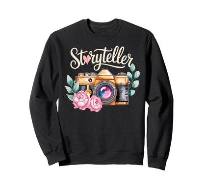 Photo Camera Flowers Storyteller Sweatshirt - Custom Art Print Unisex - T-Shirt, Sweatshirt, Hoodie