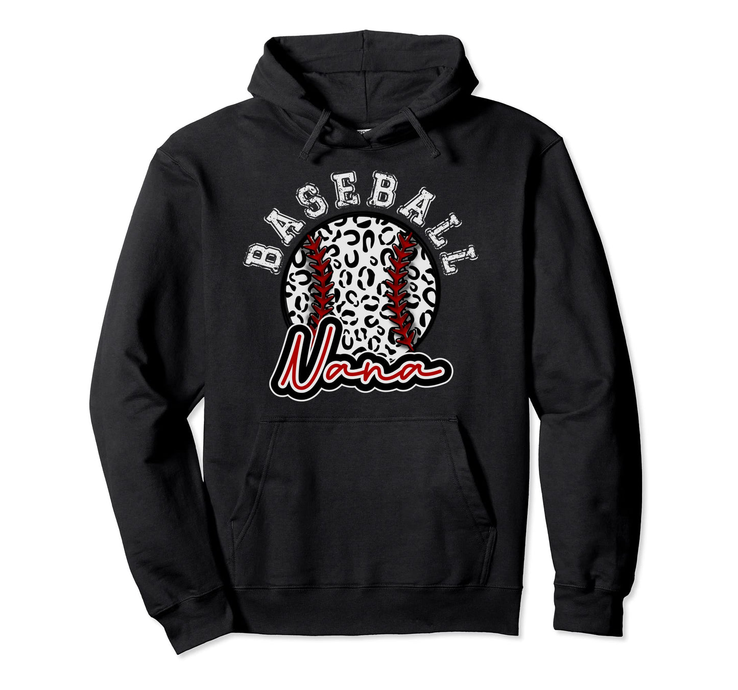 Leopard Cheetah Baseball Nana Womens Hoodie - Custom Art Print for Adults - T-Shirt, Sweatshirt, Hoodie