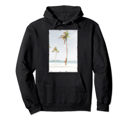 Beach Vaporwave Glitch Palms Hoodie - Custom Art Print for Adults - T-Shirt, Sweatshirt, Hoodie