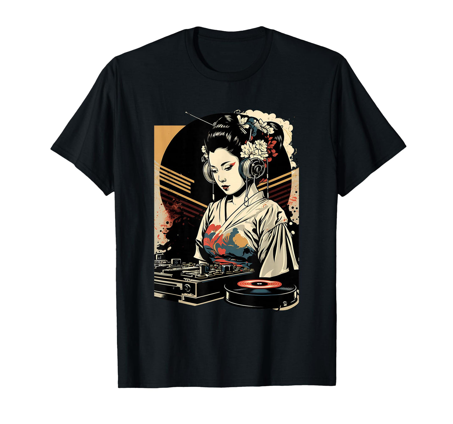 Geisha Dj Edm Japanese Kimono T-Shirt - Fun Novelty Design for Adults - T-Shirt, Sweatshirt, Hoodie