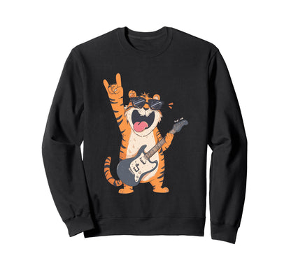 Rock Tiger Character Sunglasses Sweatshirt - Casual Everyday Wear Unisex - T-Shirt, Sweatshirt, Hoodie