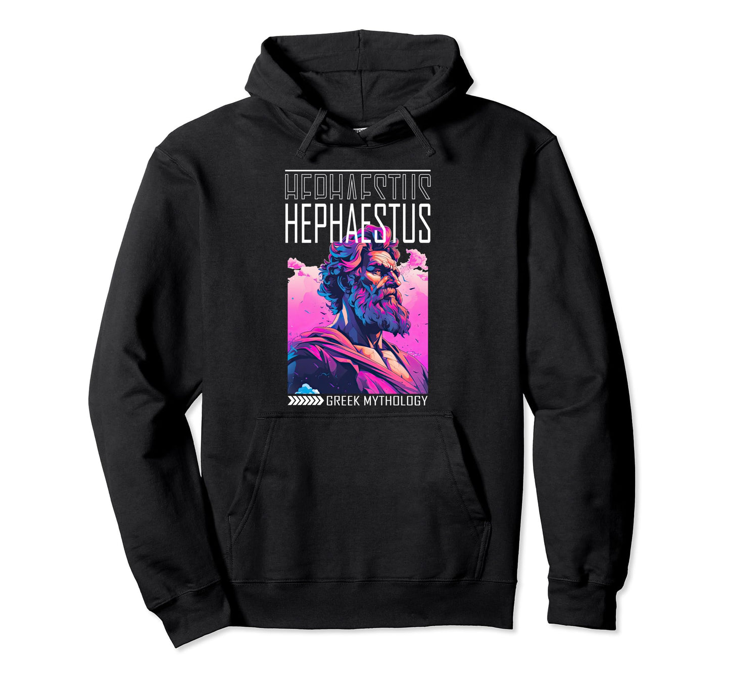 Greek God Hephaestus Statue Vaporwave Hoodie - Novelty Apparel for Adults - T-Shirt, Sweatshirt, Hoodie